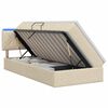 vidaXL Lit de rangement LED avec matelas Cr&egrave;me 90 x 200 cm Tissu