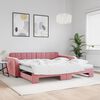 vidaXL Lit de jour avec lit gigogne et matelas rose 100x200 cm velours