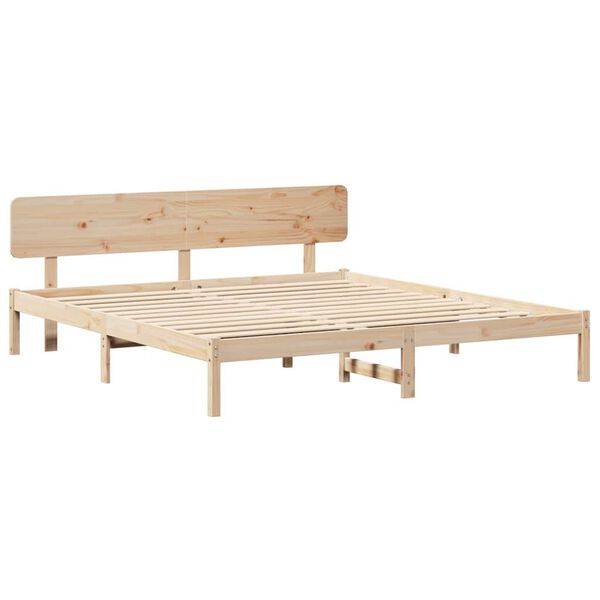 vidaXL Cadre de lit avec t&ecirc;te de lit Naturel 180 x 200 cm Pin massif