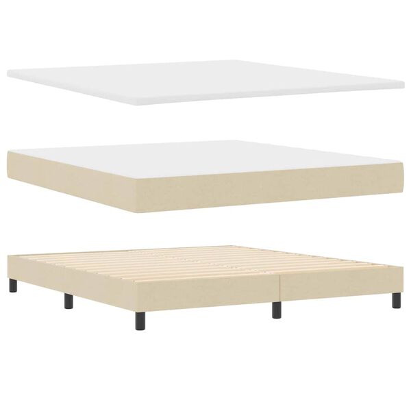 vidaXL Lit boxspring avec matelas Cr&egrave;me 180 x 200 cm tissu