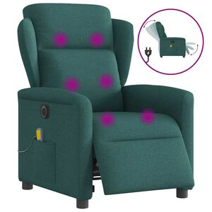 vidaXL Fauteuil de massage inclinable &eacute;lectrique Vert fonc&eacute; Tissu