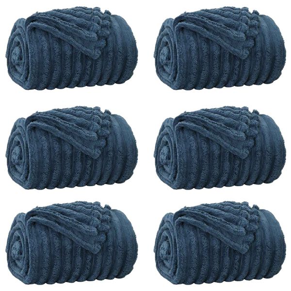 vidaXL Couvertures &agrave; jeter 6 pcs Bleu marine 150 x 130 cm Toison
