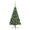 vidaXL Demi-arbre de No&euml;l artificiel pr&eacute;-&eacute;clair&eacute; et boules vert 180 cm
