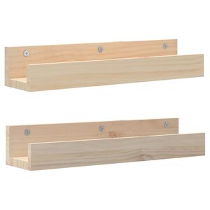 vidaXL &Eacute;tag&egrave;res murales 2 pcs 50x12x9 cm Bois de pin massif