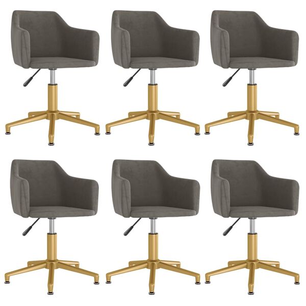 vidaXL Chaises pivotantes &agrave; manger lot de 6 Gris fonc&eacute; Velours