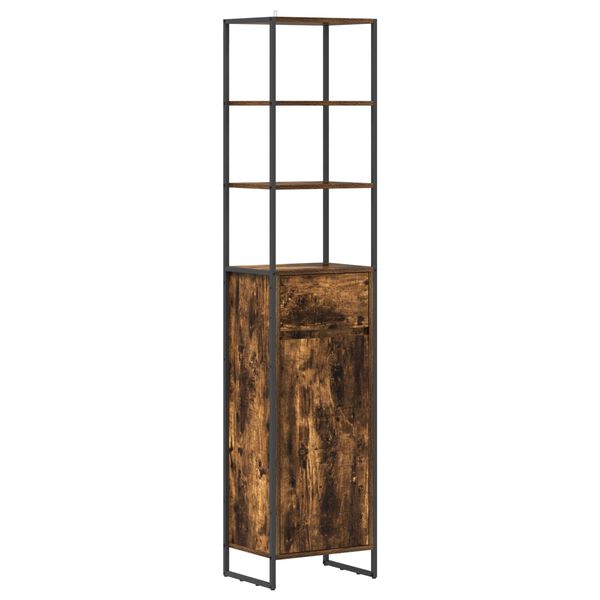 vidaXL Cabinet de salle de bain avec porte Ch&ecirc;ne Fum&eacute; 40 x 30 x 180 cm