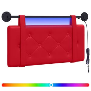 vidaXL T&ecirc;te de lit suspendue Avec lumi&egrave;re LED Rouge Simili cuir