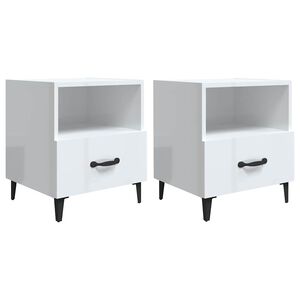 vidaXL Tables de chevet 2 pcs Blanc brillant Bois d'ing&eacute;nierie