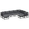 vidaXL Ensemble de canap&eacute; de jardin 9 pcs Noir Aluminium
