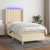 vidaXL Sommier &agrave; lattes de lit matelas et LED Cr&egrave;me 100x200 cm Tissu