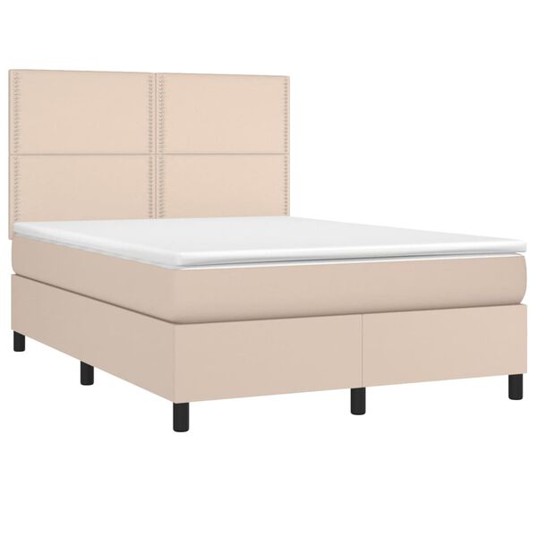 vidaXL Sommier &agrave; lattes de lit avec matelas LED Cappuccino 140x190 cm