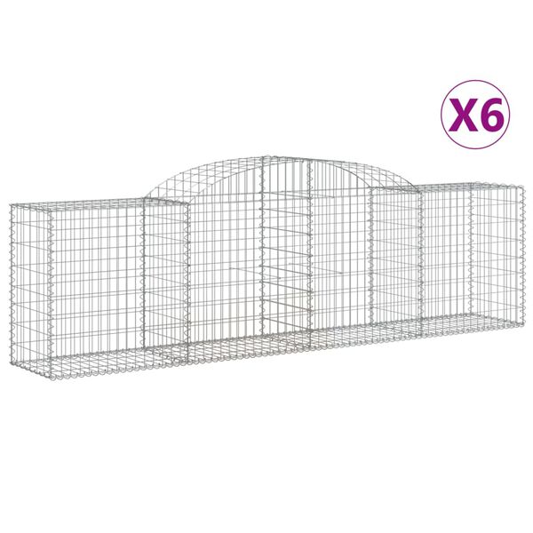 vidaXL Paniers à gabions arqués 6 pcs 300x50x80/100 cm fer galvanisé