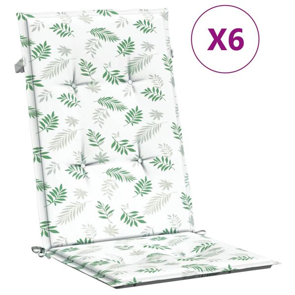 vidaXL Coussins de chaise &agrave; dossier haut lot de 6 mod&egrave;le de feuille