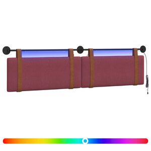 vidaXL T&ecirc;te de lit suspendue Avec lumi&egrave;re LED Bordeaux PU antique