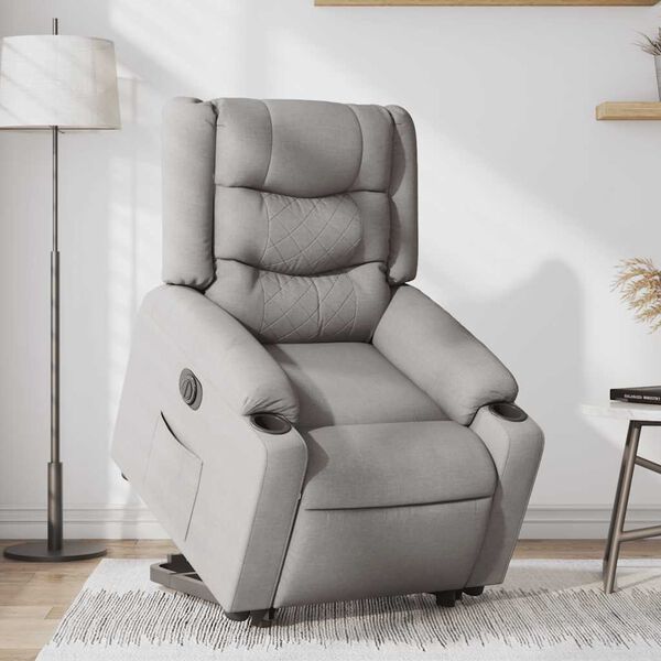 vidaXL Fauteuil inclinable &eacute;lectrique gris nuage tissu