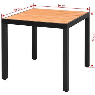 vidaXL Table de jardin Marron 80 x 80 x 74 cm Aluminium et WPC