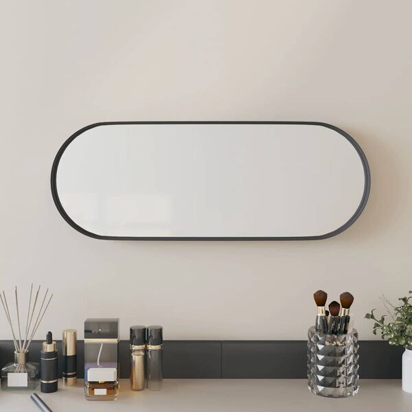 vidaXL Miroir mural Noir 15x40 cm Ovale