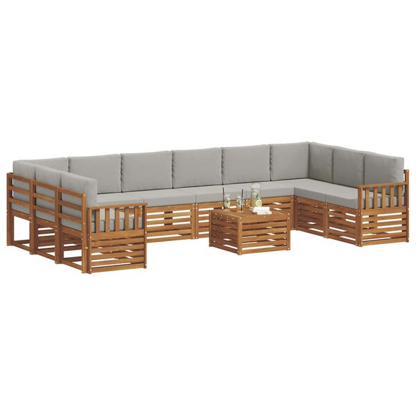 vidaXL Ensemble de canap&eacute; d'angle 11 pcs Gris Naturel et Clair