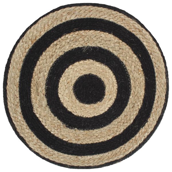 vidaXL Pouf fait à la main Noir 45 x 30 cm Jute