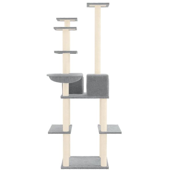 vidaXL Arbre &agrave; chat avec griffoirs en sisal Gris clair 167 cm