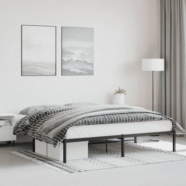 vidaXL Cadre de lit m&eacute;tal noir 183x213 cm