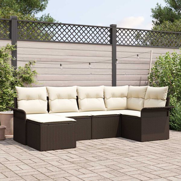 vidaXL Ensemble de canap&eacute; de jardin 6 pcs Marron Poly rotin