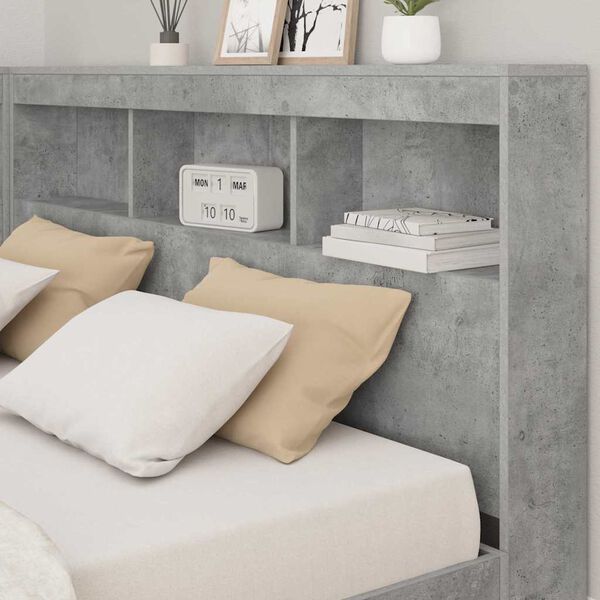 vidaXL T&ecirc;te de lit de rangement Gris b&eacute;ton 150 cm Bois d'ing&eacute;nierie