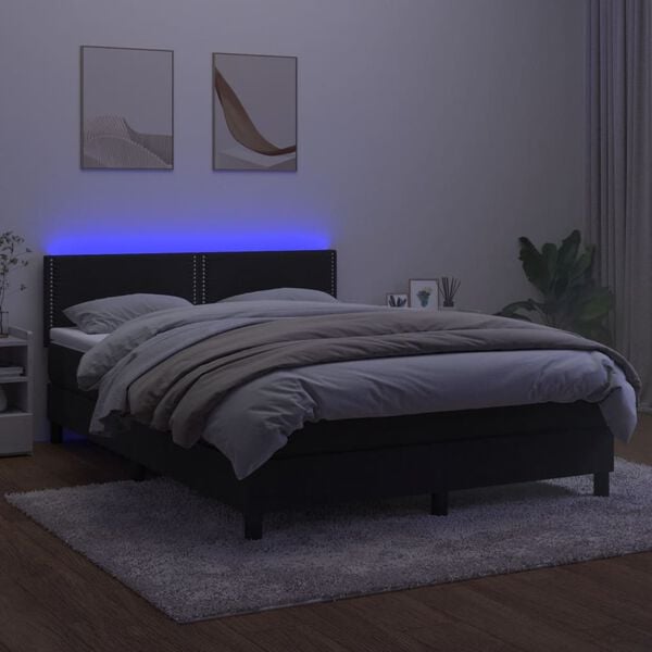 vidaXL Sommier &agrave; lattes de lit avec matelas LED Noir 140x200 cm