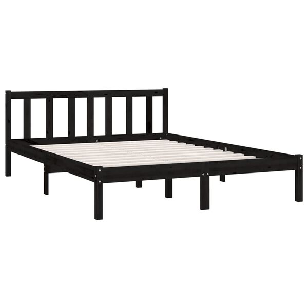 vidaXL Cadre de lit sans matelas noir bois massif 120x200 cm