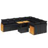 vidaXL Salon de jardin 10 pcs avec coussins noir r&eacute;sine tress&eacute;e