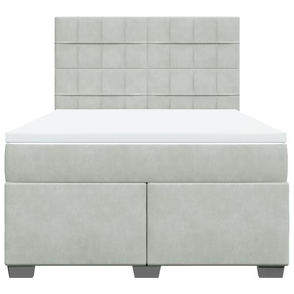 vidaXL Sommier &agrave; lattes de lit et matelas Gris clair 140x190cm Velours
