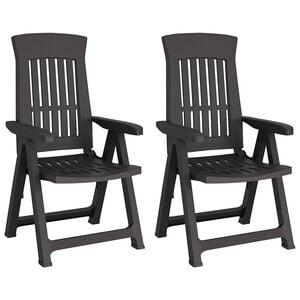 vidaXL Fauteuils pliants inclinables, lot de 2, anthracite, PP