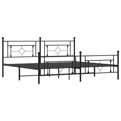 vidaXL Cadre de lit métal sans matelas avec pied de lit noir 193x203cm