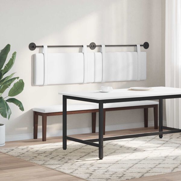vidaXL T&ecirc;te de lit suspendue Montage mural Blanc 170 x 55 x 5 cm tissu
