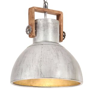 vidaXL Lampe suspendue industrielle 25 W Argent&eacute; Rond 40 cm E27