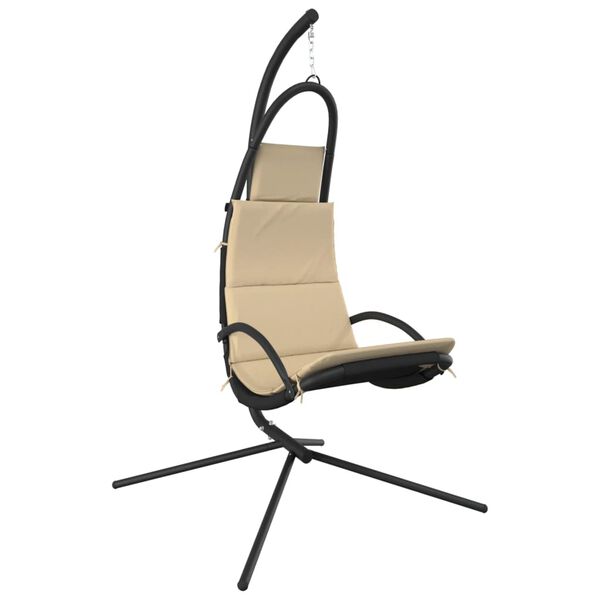 vidaXL Chaise balan&ccedil;oire de jardin et coussin cr&egrave;me tissu Oxford/acier