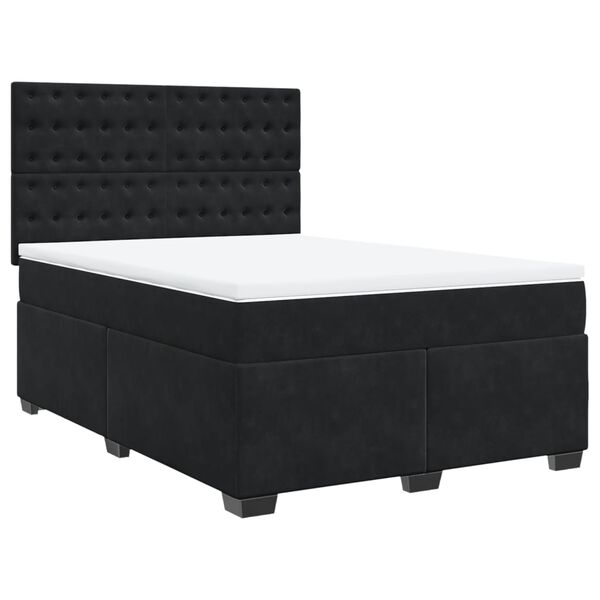 vidaXL Sommier &agrave; lattes de lit avec matelas Noir 140x190 cm Velours