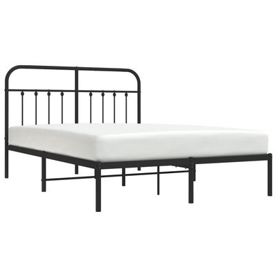 vidaXL Cadre de lit métal sans matelas avec tête de lit noir 135x190cm