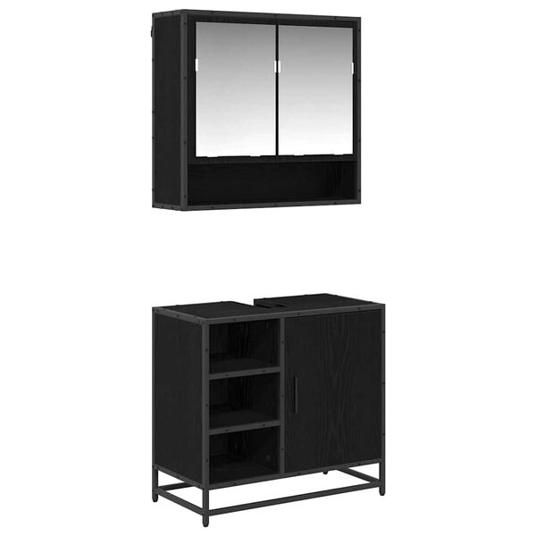 vidaXL Ensemble de mobilier de salle de bain 2 pcs Ch&ecirc;ne noir