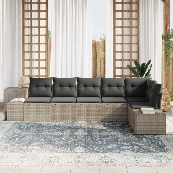 vidaXL Ensemble de canap&eacute; de jardin 6 pcs Gris clair polyrotin
