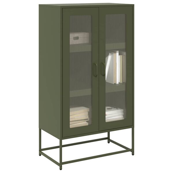 vidaXL Buffet haut vert olive 68x39x123 cm acier