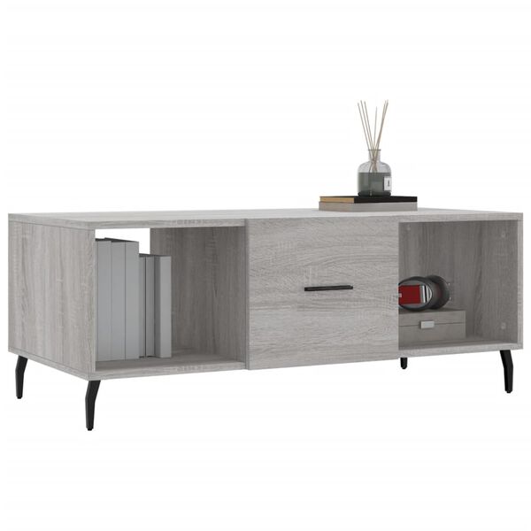 vidaXL Table basse sonoma gris 102x50x40 cm bois d'ing&eacute;nierie
