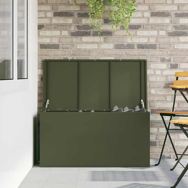 vidaXL Bo&icirc;te de Rangement Ext&eacute;rieure Vert olive 100 x 50,5 x 50 cm
