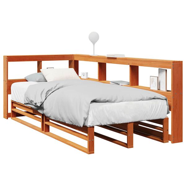 vidaXL Lit biblioth&egrave;que sans matelas cire marron 90x200 cm pin massif