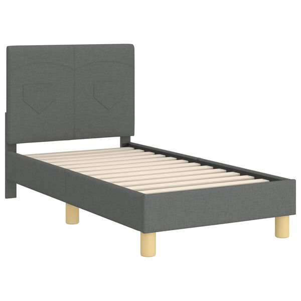 vidaXL Cadre de lit pour tout-petit avec t&ecirc;te de lit Gris fonc&eacute; tissu