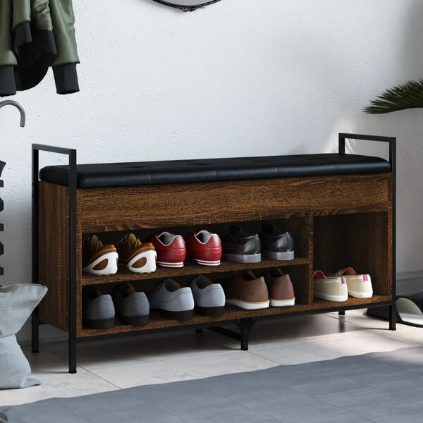 vidaXL Banc &agrave; chaussures Ch&ecirc;ne marron 105,5x32x57,5 cm Bois ing&eacute;nierie