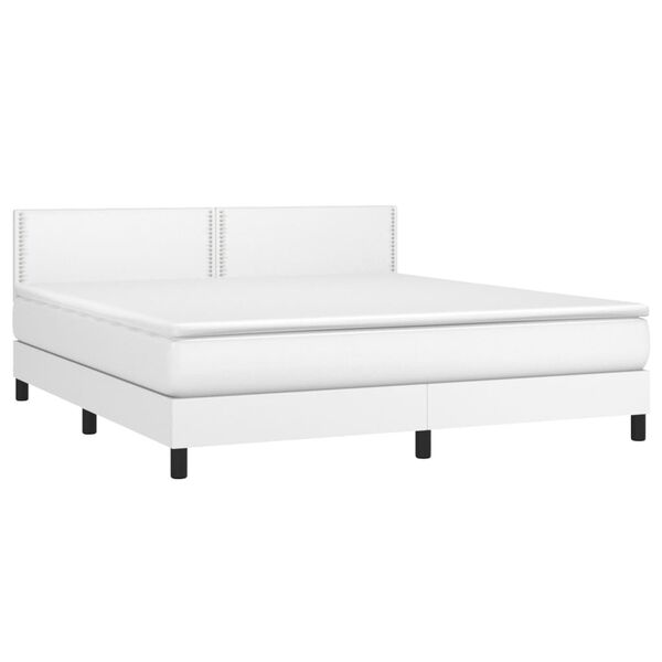 vidaXL Sommier &agrave; lattes de lit avec matelas et LED Blanc 180x200 cm