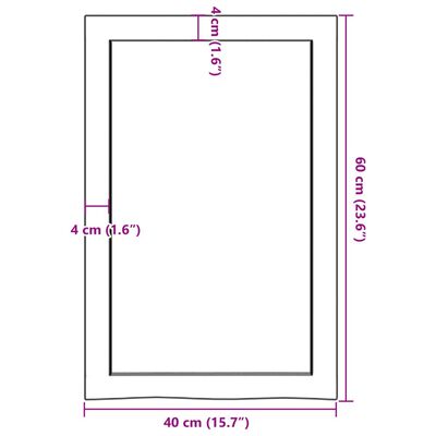 vidaXL Comptoir de salle de bain marron 40x60x(2-6) cm bois traité