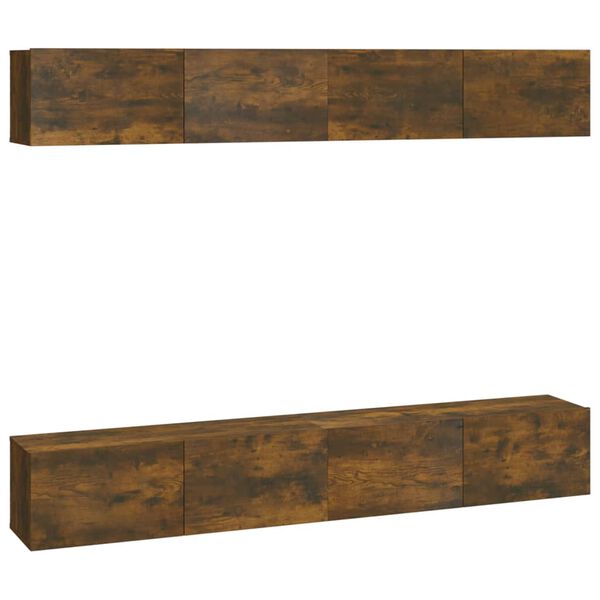 vidaXL Meubles TV muraux 4 pcs ch&ecirc;ne fum&eacute; 100x30x30 cm
