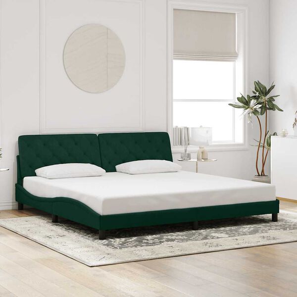 vidaXL Cadre de lit sans matelas vert fonc&eacute; 200x200 cm velours
